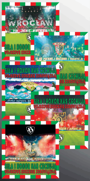 Wlepki Śląsk Wrocław pakiet 50 szt. (5 wzorów)